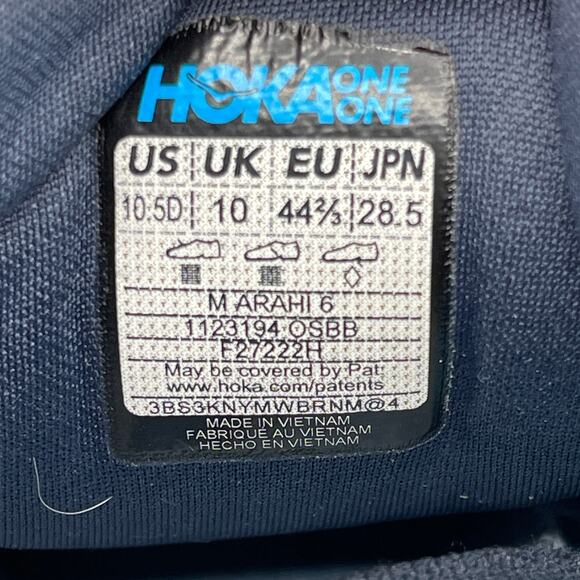 Hoka One One Arahi 6 Shoes Mens Size 10.5 D Blue Running Comfort Walking Sneaker - Picture 8 of 8